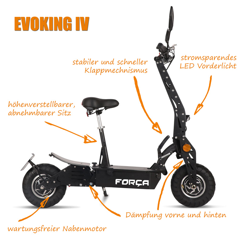 EVOKING-IV-ElektroRoller-E-Scooter-Spezifikationen-Test-Specs